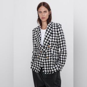 BNWT Zara tweed Houndstooth Blazer